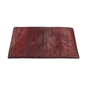 Vintage Burgundy Eel Skin Long Bifold Wallet ID Window Card Holder Oxblood